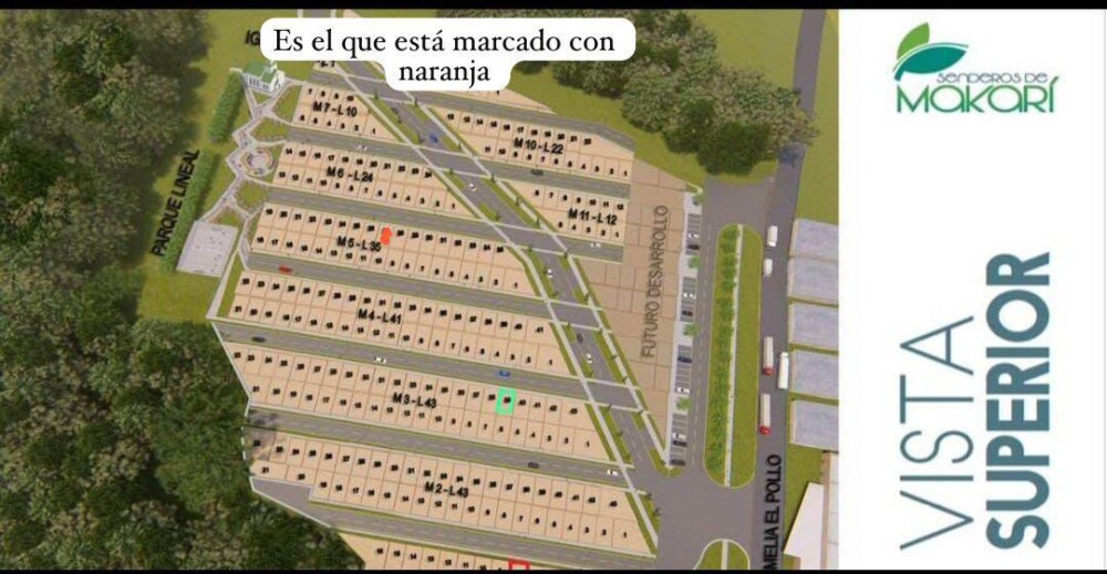 SE VENDE LOTE VIA LA ROMELIA EL POLLO. SENDEROS DE MAKARI
