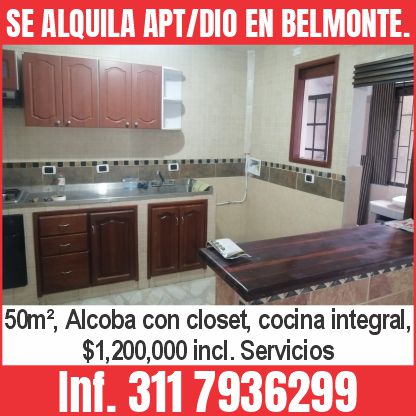 SE ALQUILA APT/DIO EN BELMONTE.