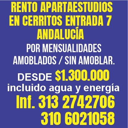 RENTO APARTAESTUDIOS EN CERRITOS ENTRADA 7 ANDALUCIA.