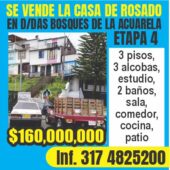 SE VENDE LA CASA DE ROSADO. EN D/DAS. BOSQUES DE LA ACUARELA ETAPA 4.
