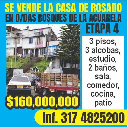 SE VENDE LA CASA DE ROSADO. EN D/DAS. BOSQUES DE LA ACUARELA ETAPA 4.