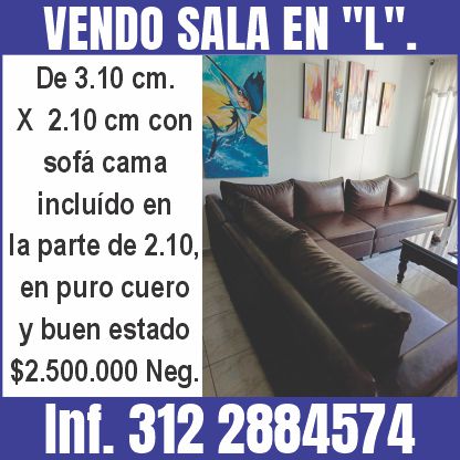 VENDO SALA EN “L”. De 3.10 cm. X 2.10 cm