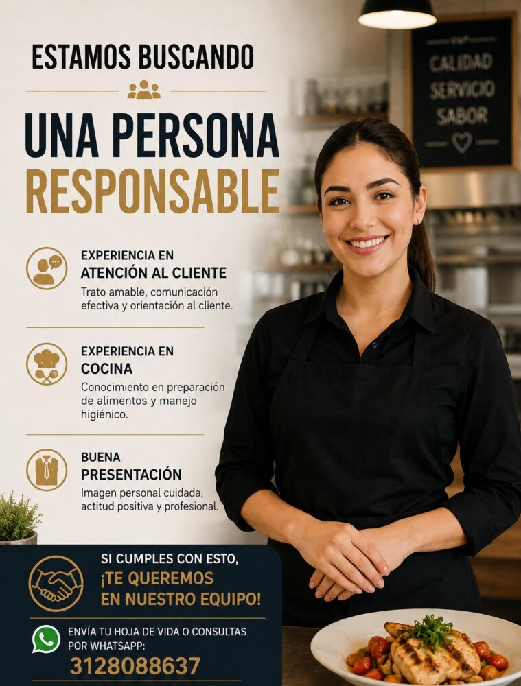 ESTAMOS BUSCANDO UNA PERSONA RESPONSABLE