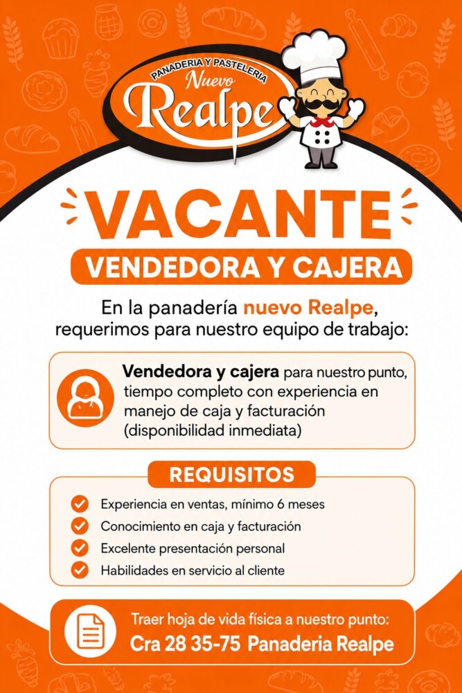 Vacante: Vendedora y Cajera