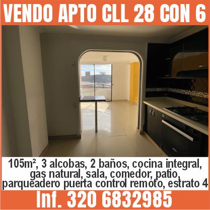 VENDO APTO CLL 28 CON 6